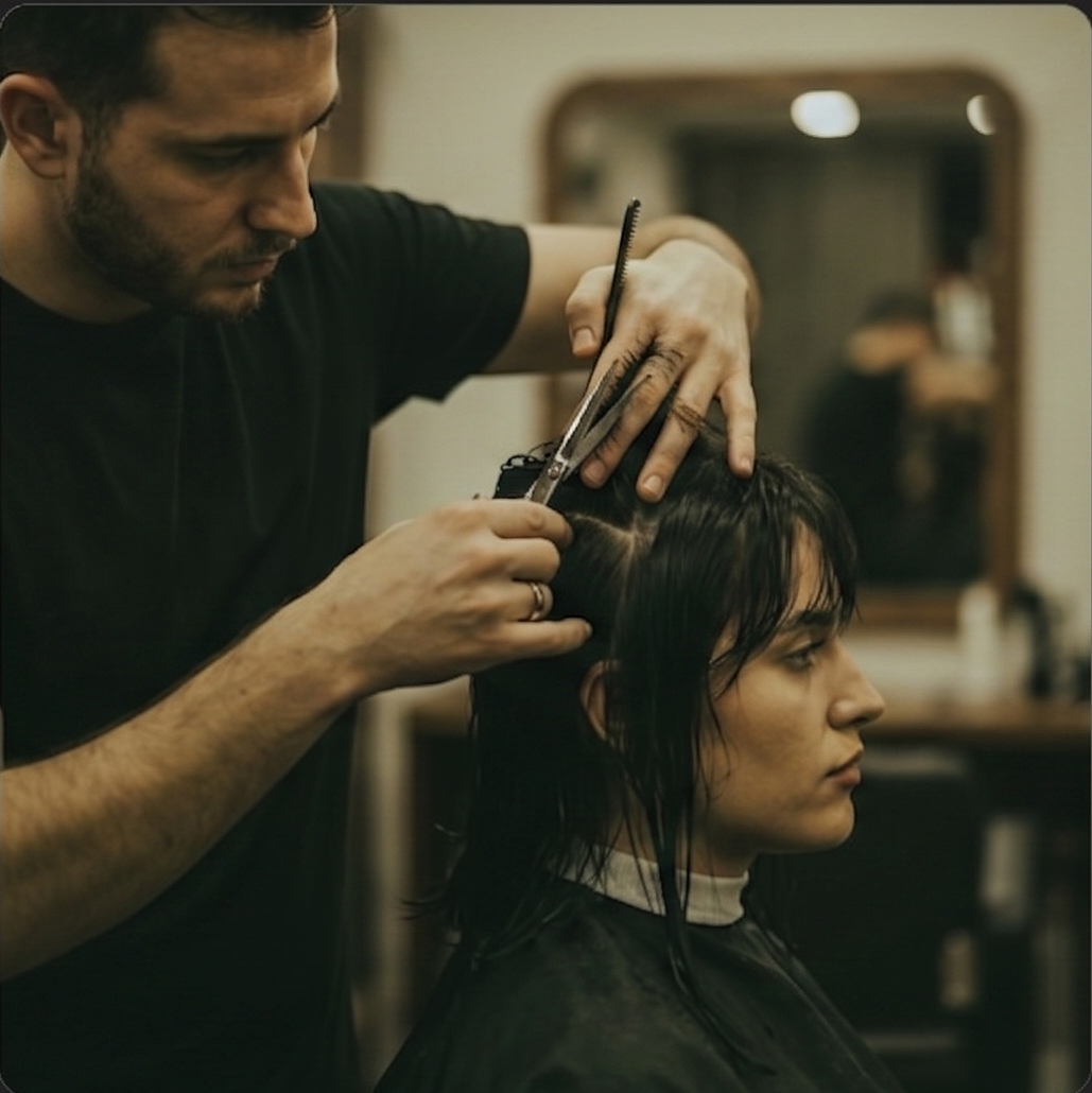 Stylist giving a haircut at FreshFace