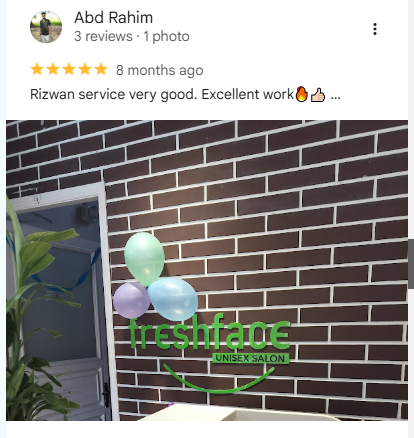 Google review by Abd Rahim - 5 stars: Rizwan service very good. Excellent work